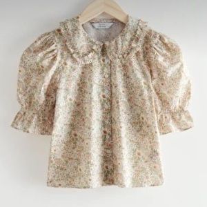 ISO & Other Stories puff sleeve beige floral blouse